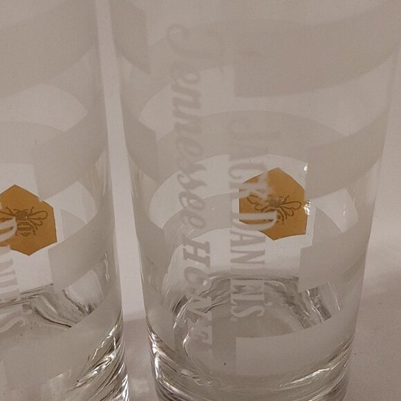 VTG Jack Daniels Tennessee Honey Bee High Ball Whiskey Glass Frosted Stripe 2 - Picture 4 of 4